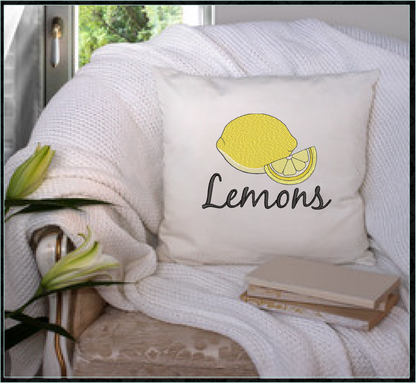 Fresh Lemons Machine Embroidery Design | Summer Citrus Fruit Embroidery | Orchard Fruits Design | 8 Sizes (0952)