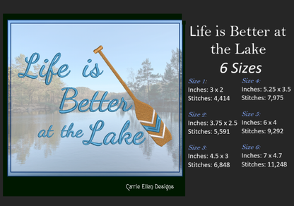 Life is Better at the Lake Machine Embroidery Design, Lake Vacation Décor, Beach House (1695)