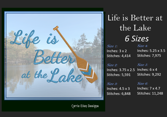 Life is Better at the Lake Machine Embroidery Design, Lake Vacation Décor, Beach House (1695)