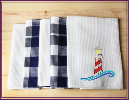 Lighthouse Machine Embroidery Design – Coastal Island Seaside Landscape – 10 Sizes (0282)