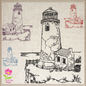 Lighthouse Embroidery Design | Cliffside Lighthouse Sketch | Coastal Island Machine Embroidery | 6 Sizes (0690)