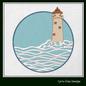 Lighthouse Machine Embroidery Design – Coastal Lighthouse Island with Waves, Seaside Landscape, 6 Sizes (1691)