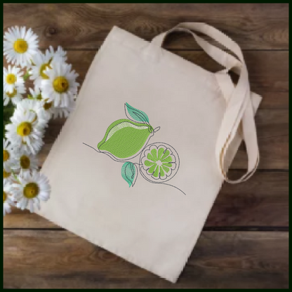 Fresh Limes Machine Embroidery Design | Summer Citrus Fruit Embroidery | Orchard Fruits Design | 8 Sizes (0974)