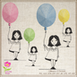 Little Girl with Balloon Machine Embroidery Design – Birthday Girl Embroidery – Cute Kids Outline Sketch – 8 Sizes (0233)