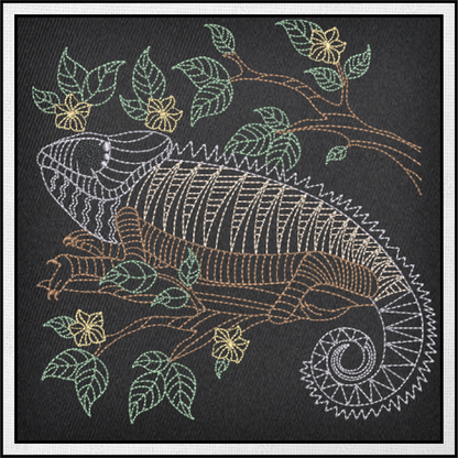 Lizard Mandala Machine Embroidery Design, Chameleon Wildlife Line Art Animal Design, 4 Sizes (0428)