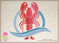 Lobster Machine Embroidery Design – Red Lobster Design – Bib or Kitchen Embroidery – 10 Sizes (0206)