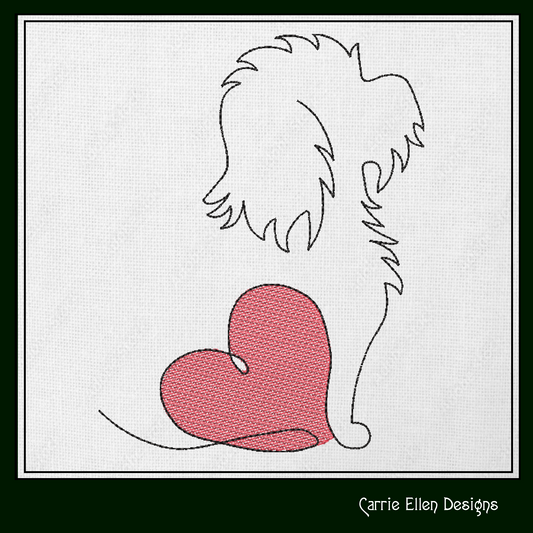 Dog Love Line Art Machine Embroidery Design – Love My Dog Outline Drawing – 6 Sizes (1580)
