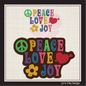 Peace Love Joy Applique Machine Embroidery Design – Hippie 70s Retro Vintage Boho Design (1008)