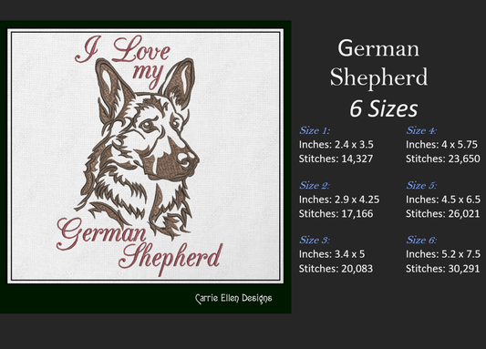 I Love My German Shepherd Dog Machine Embroidery Design – Search and Rescue Hero – Pet Lover Pattern – 6 Sizes (1543)