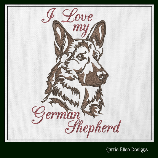 I Love My German Shepherd Dog Machine Embroidery Design – Search and Rescue Hero – Pet Lover Pattern – 6 Sizes (1543)