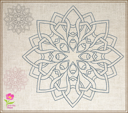 Mandala Machine Embroidery Design – Lace Floral Line Art, Spiritual Flower Embroidery, 8 Sizes (0312)