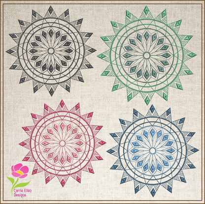 Mandala Machine Embroidery Design – Intricate Lace Floral Pattern, Spiritual Line Art Embroidery, 8 Sizes (0562)