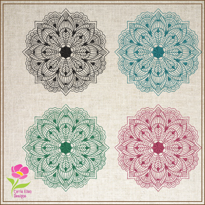 Mandala Machine Embroidery Design – Intricate Lace Floral Pattern, Spiritual Line Art Embroidery, 8 Sizes (0563)