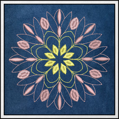 Mandala Machine Embroidery Design – Intricate Lace Floral Pattern, Spiritual Line Art Embroidery, 8 Sizes (0565)