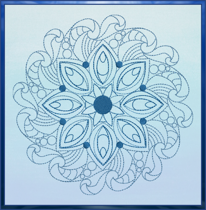 Mandala Machine Embroidery Design – Intricate Lace Floral Pattern, Spiritual Line Art Embroidery, 6 Sizes (0671)
