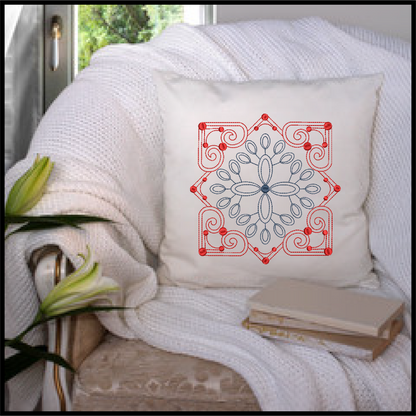 Mandala Block Embroidery Design – Pattern Swirls Line Art – Spiritual Machine Embroidery File, 6 Sizes (0677)
