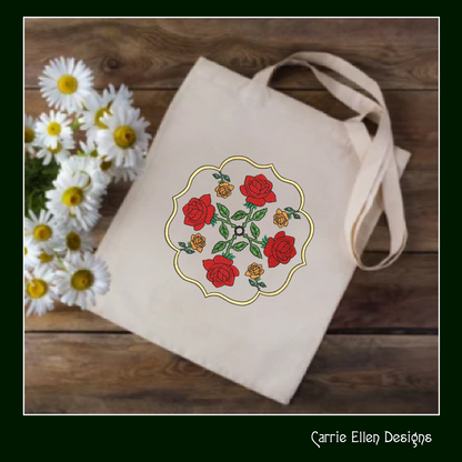 Floral Mandala Machine Embroidery Design | Roses Flower Mandala Line Art | Garden Embroidery Design (0687)