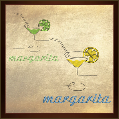 Margarita Machine Embroidery Design | Lemon & Lime Cocktail | Summer Drinks & Citrus Fruit Embroidery | 10 Sizes (0635)