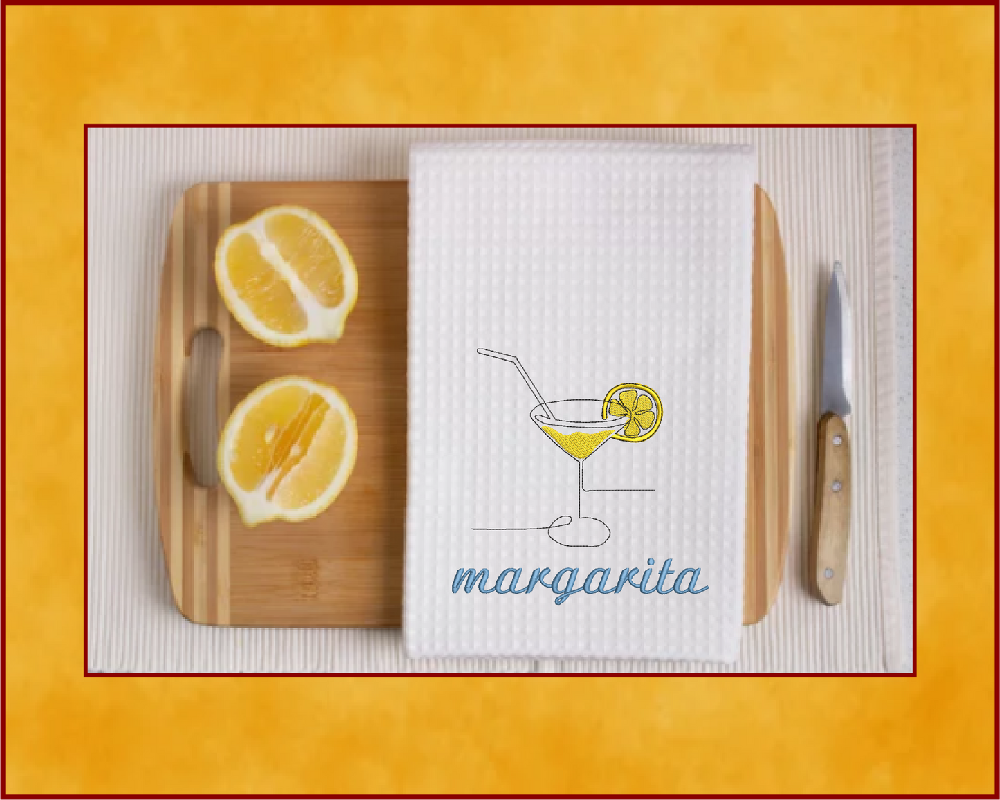 Margarita Machine Embroidery Design | Lemon & Lime Cocktail | Summer Drinks & Citrus Fruit Embroidery | 10 Sizes (0635)