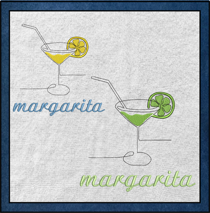 Margarita Machine Embroidery Design | Lemon & Lime Cocktail | Summer Drinks & Citrus Fruit Embroidery | 10 Sizes (0635)