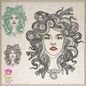 Medusa Snake Head Embroidery Design – Greek Mythology Line Art – Fantasy Serpent Lady Machine Embroidery File, 6 Sizes (0679)