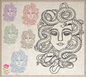 Medusa Head Machine Embroidery Design – Greek Mythology Line Art Serpent Lady Pattern, 6 Sizes (0526)