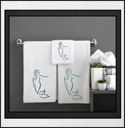 Mermaid Machine Embroidery Design, Artistic Mermaid Silhouette, Sea Life Marine Machine Embroidery Design, Coastal Beach, 6 Sizes (0269)