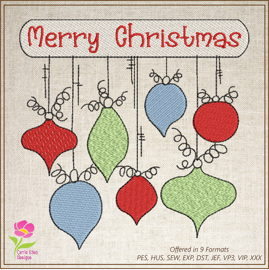 Christmas Machine Embroidery Design, Christmas Ornament Design, Christmas Decoration, Merry Christmas Embroidery Design, 6 Sizes (0243)