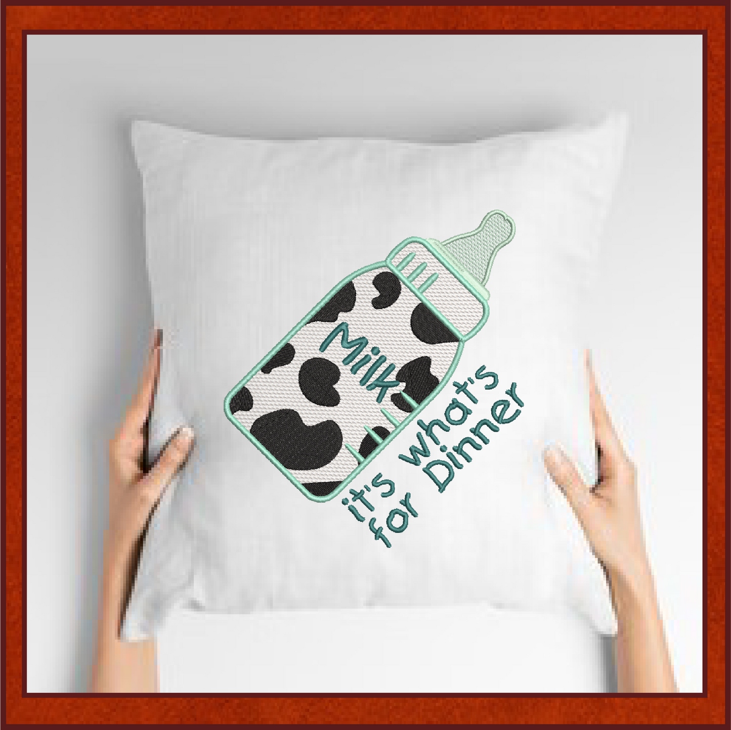 Baby Bottle Milk for Dinner Embroidery Design – Funny Baby Bottle Saying – Machine Embroidery File, 6 Sizes (0661)