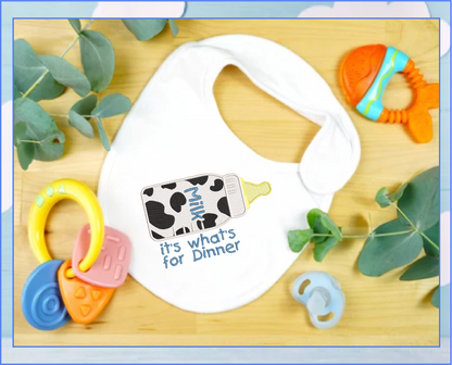 Baby Bottle Milk for Dinner Embroidery Design – Funny Baby Bottle Saying – Machine Embroidery File, 6 Sizes (0661)