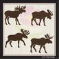 Moose Embroidery Design Bundle – Hunting Animal Silhouette Profile – Wildlife Animal Machine Embroidery – 4 Designs, 6 Sizes (1205)