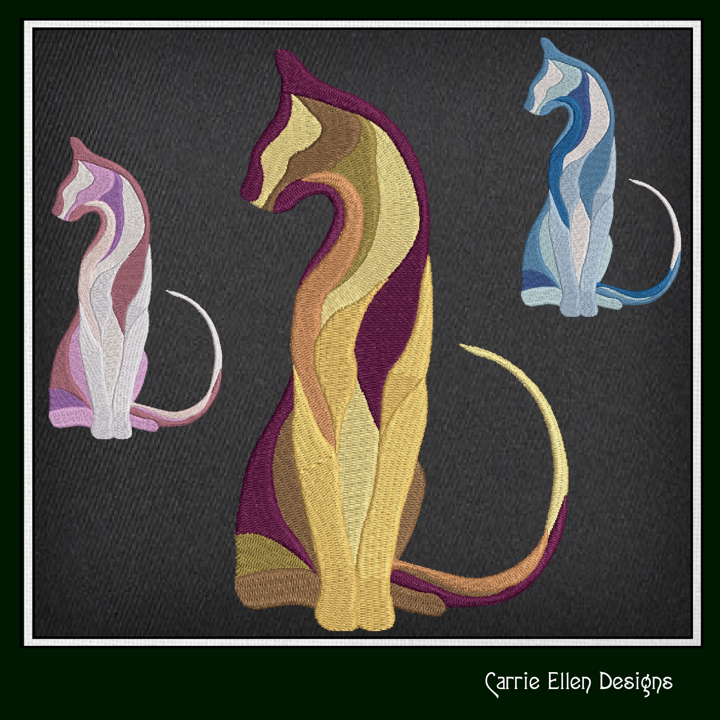 Colored Mosaic Cat Machine Embroidery Design – Artistic Cat Lover Gift Pattern, 8 Sizes (1057)