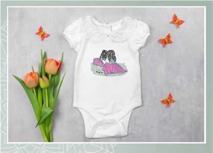 Mother and Daughter Machine Embroidery Design | Mother’s Day Design | Woman and Little Girl in Pink and Blue | 6 Sizes (0681)