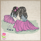 Mother and Daughter Machine Embroidery Design | Mother’s Day Design | Woman and Little Girl in Pink and Blue | 6 Sizes (0681)