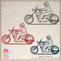 Motorcycle Machine Embroidery Design – Bike and Rider Embroidery File – Biker Silhouette Embroidery, 6 Sizes (0650)