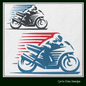 Motorcycle in Motion Machine Embroidery Design | Motocross Racing Embroidery Pattern | 6 Sizes (1717)
