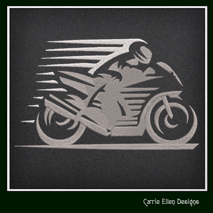 Motorcycle in Motion Machine Embroidery Design | Motocross Racing Embroidery Pattern | 6 Sizes (1717)