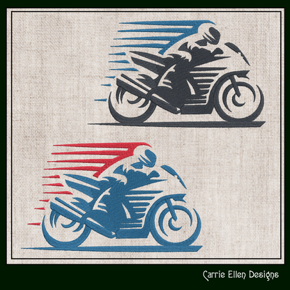 Motorcycle in Motion Machine Embroidery Design | Motocross Racing Embroidery Pattern | 6 Sizes (1717)