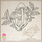 Mushroom Machine Embroidery Design Sketch, Wild Mushroom Line Art Outline, Mushroom Garden, 6 Sizes (0248)