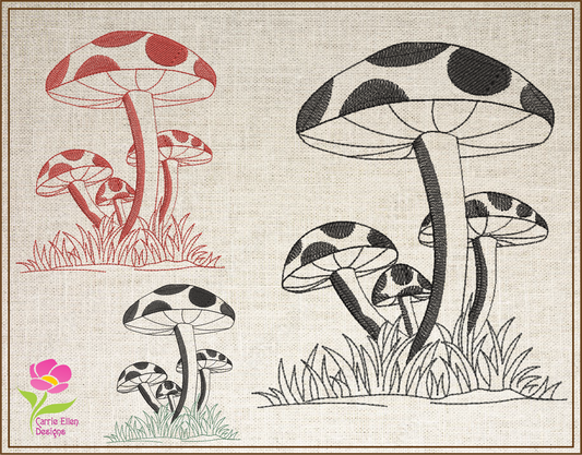 Mushroom Garden Machine Embroidery Design, Floral Mushroom Fungus Garden, 6 Sizes (0316)