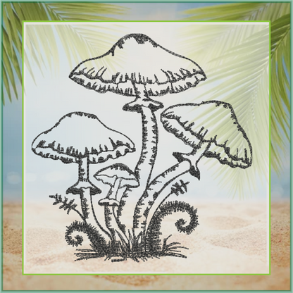 Mushroom Embroidery Design – Wild Mushroom Sketch – Garden Line Art Machine Embroidery File, 6 Sizes (0672)