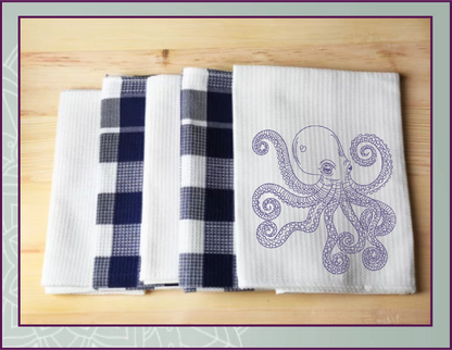 Octopus Machine Embroidery Design – Coastal Marine Animal Pattern, Sea Life Embroidery File, 4 Sizes (0466)