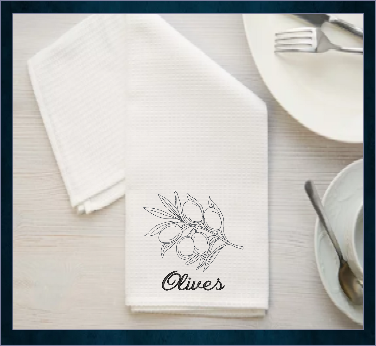 Olives Machine Embroidery Design | Olive Branch Outline Sketch | Orchard Fruits Embroidery | 8 Sizes (0984)