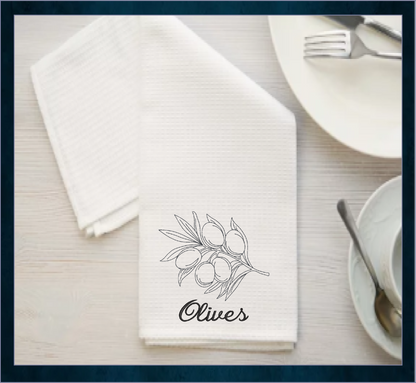Olives Machine Embroidery Design | Olive Branch Outline Sketch | Orchard Fruits Embroidery | 8 Sizes (0984)