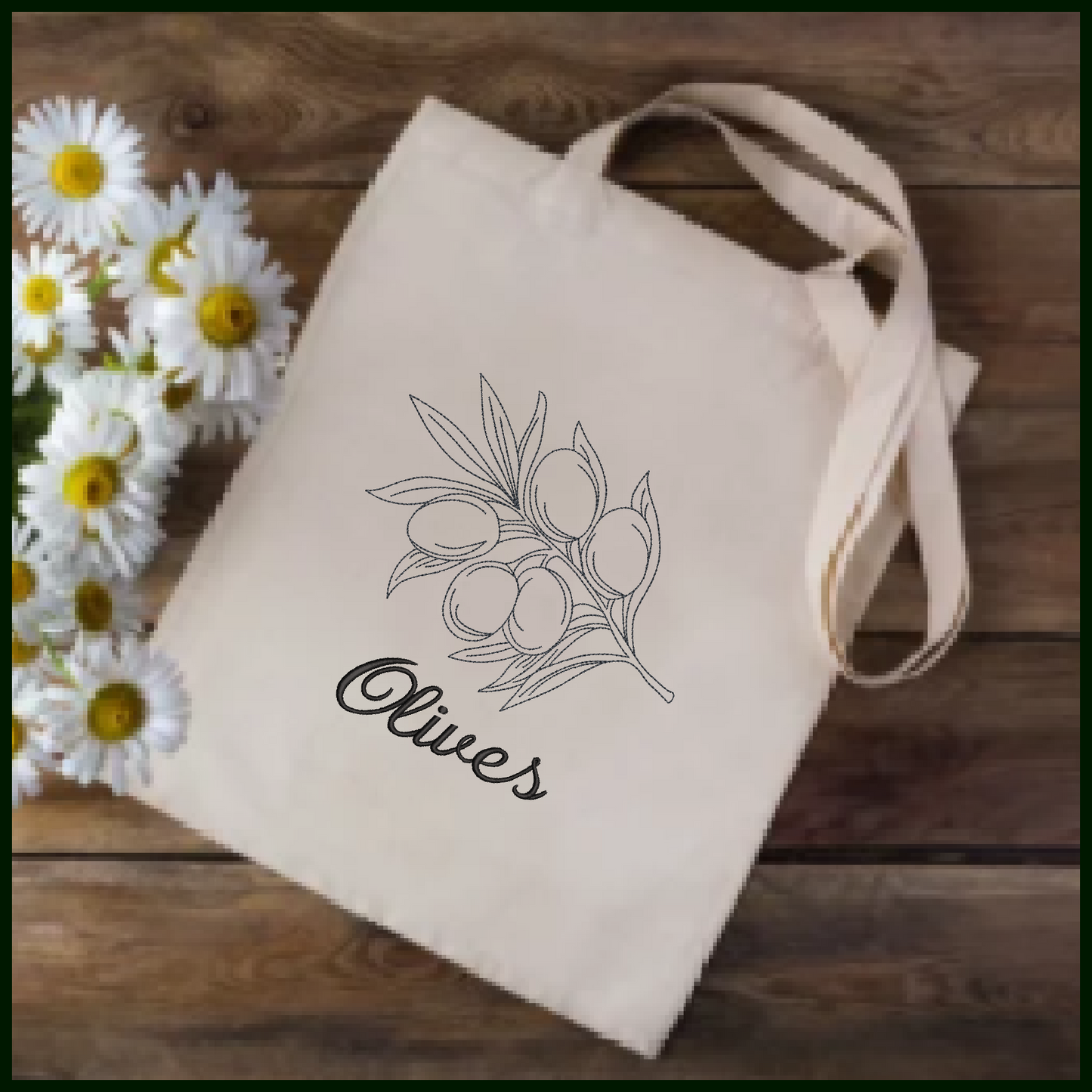 Olives Machine Embroidery Design | Olive Branch Outline Sketch | Orchard Fruits Embroidery | 8 Sizes (0984)