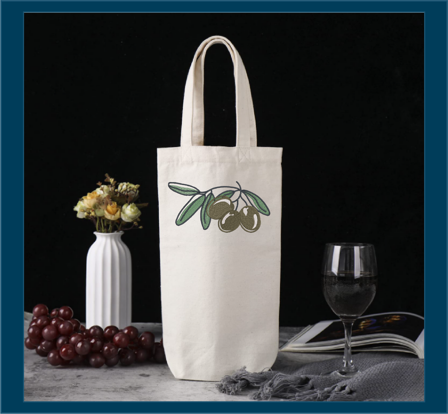 Olives Machine Embroidery Design | Olive Artistic Botanical Design | Orchard Fruits Embroidery Pattern | 8 Sizes (0986)