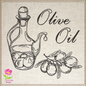 Olive Oil Machine Embroidery Design – Cooking Oil Bottle Sketch Line Art, Olive Carafe Embroidery, Mediterranean Kitchen Décor, 4 Sizes (0451)