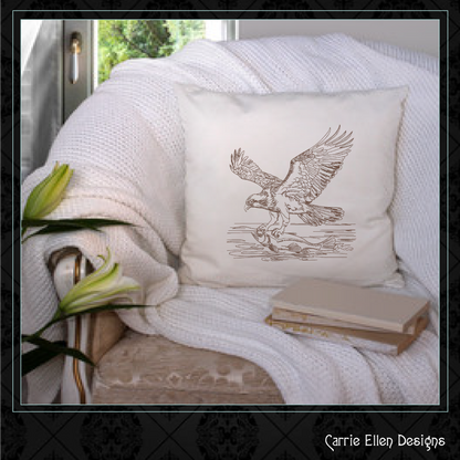 Osprey Sketch Machine Embroidery Design | Bird Catching Fish Line Art | Wildlife Nature Drawing | 6 Sizes (1710)
