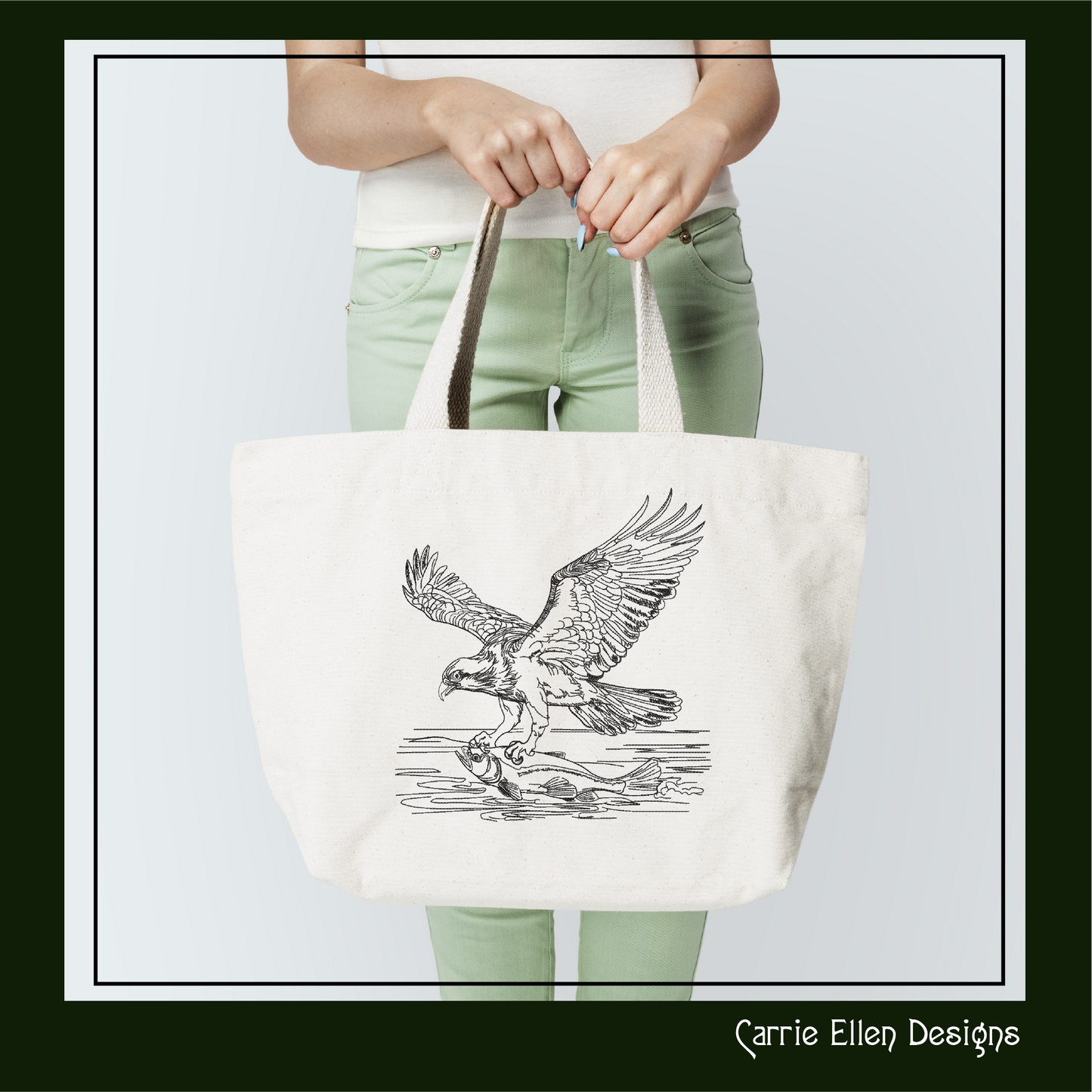 Osprey Sketch Machine Embroidery Design | Bird Catching Fish Line Art | Wildlife Nature Drawing | 6 Sizes (1710)