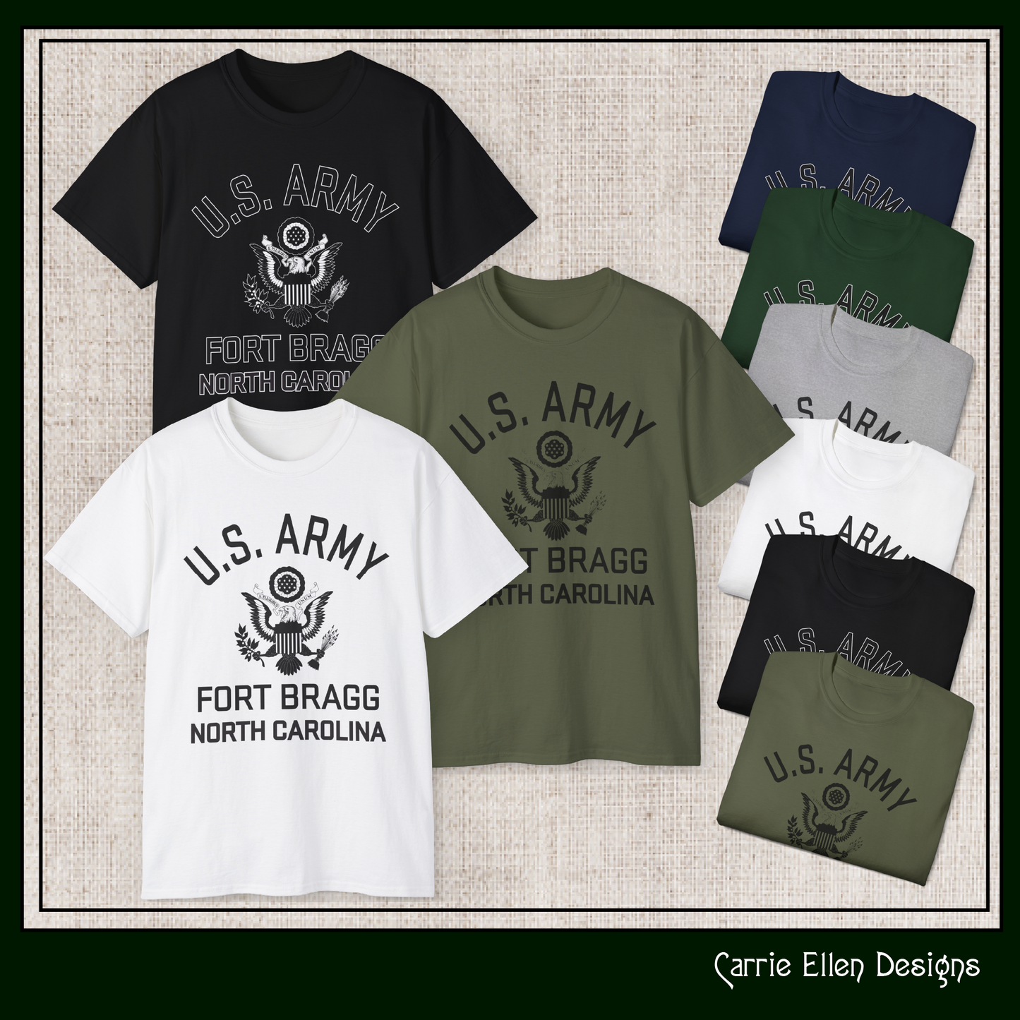 US Army Fort Bragg Eagle Emblem T-Shirt – Vintage WWII U.S. Army Reproduction Unisex Ultra Cotton Tee (P-6039)